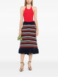 2014 Striped Knit Fringe Skirt