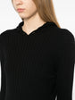 Black Ribbed  Wool Fold-Over Turtleneck Sweater - view 5