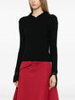 Black Ribbed  Wool Fold-Over Turtleneck Sweater - view 3