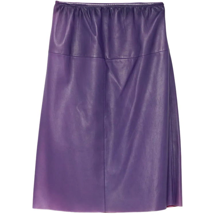 Violet Leather A-Line Skirt - Prada