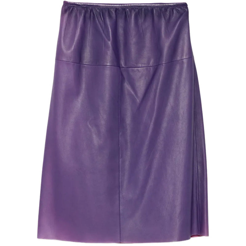 Violet Leather A-Line Skirt - Prada