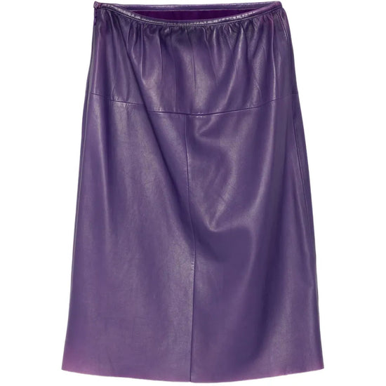 Violet Leather A-Line Skirt - view 2