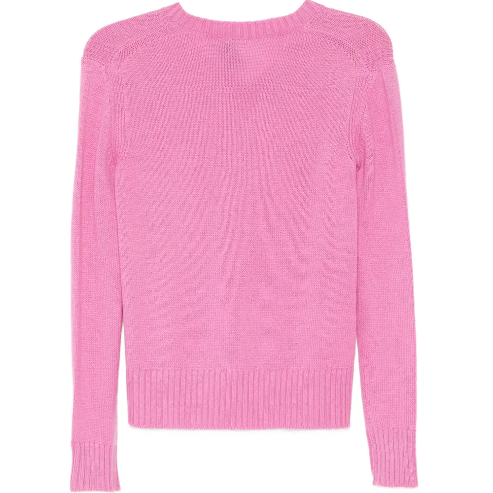 Pink V-Neck Cashmere Sweater - view 2