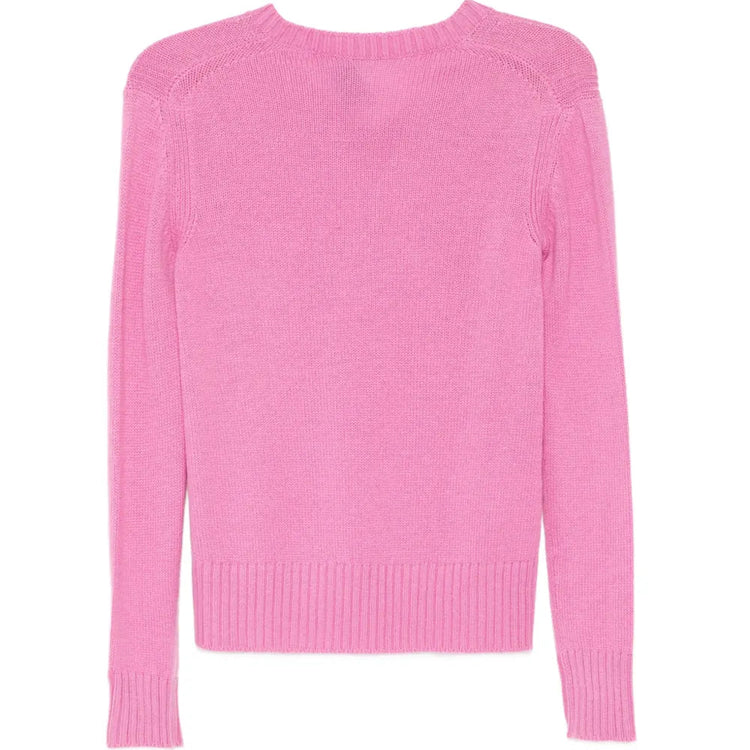 Pink V-Neck Cashmere Sweater - view 2