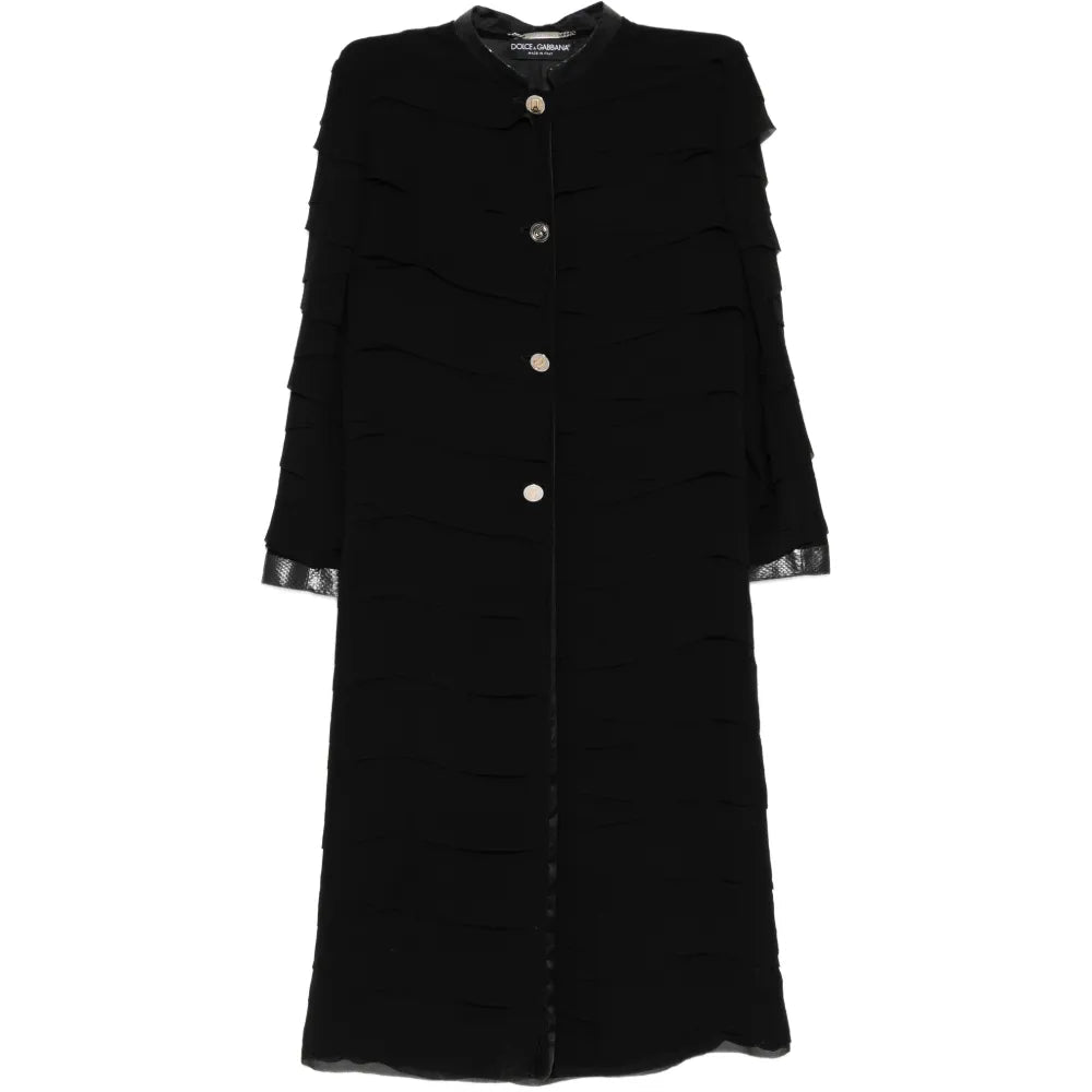 Silk Coat with Snakeskin Trim - Dolce & Gabbana