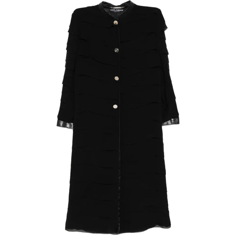 Silk Coat with Snakeskin Trim - Dolce & Gabbana