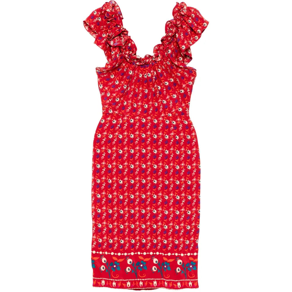 Floral Silk Ruffled Dress - Christian Dior