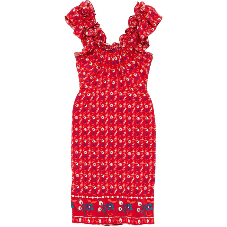 Floral Silk Ruffled Dress - Christian Dior