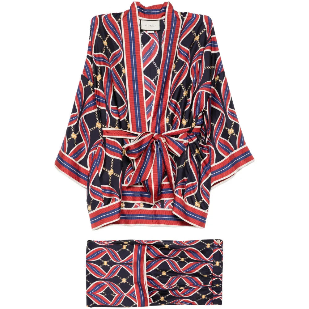 Silk Printed Kimono & Trousers Set - Gucci