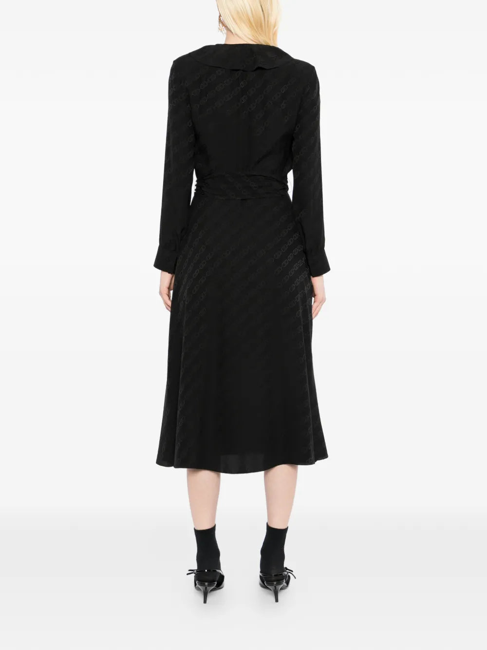 Triomphe Jacquard Silk Wrap Midi Dress - view 4