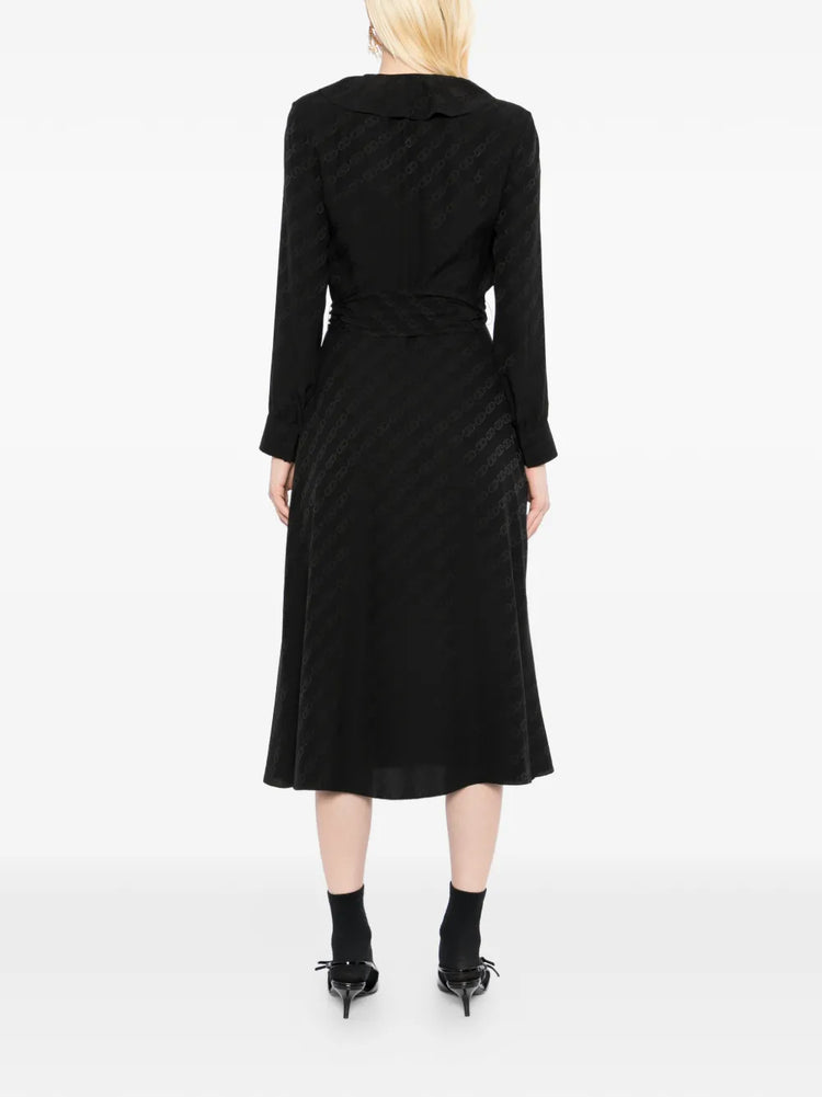 Triomphe Jacquard Silk Wrap Midi Dress - view 4