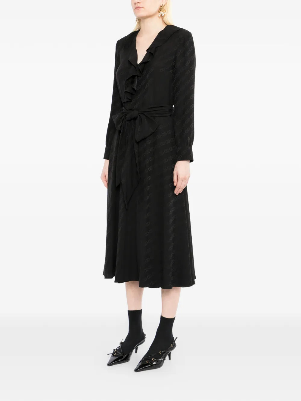 Triomphe Jacquard Silk Wrap Midi Dress - view 3