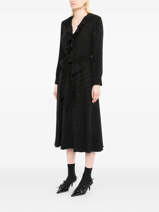 Triomphe Jacquard Silk Wrap Midi Dress - view 3
