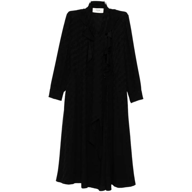 Triomphe Jacquard Silk Wrap Midi Dress - Celine