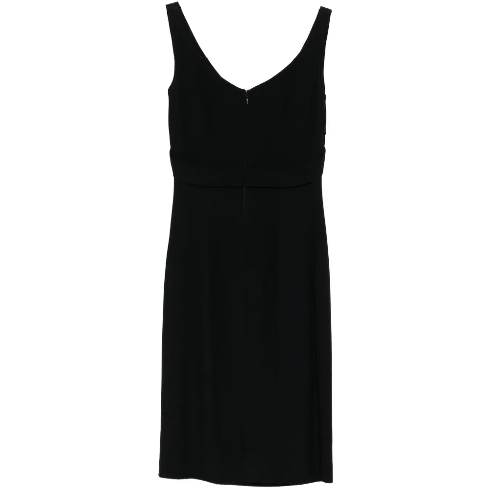 Black Deep V-Neck Dress - view 2