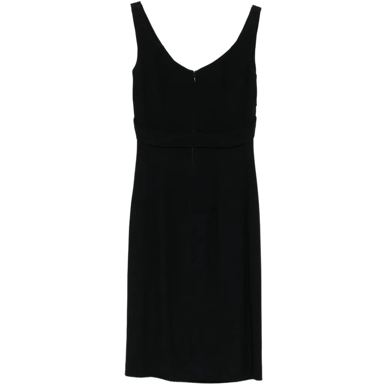 Black Deep V-Neck Dress - view 2