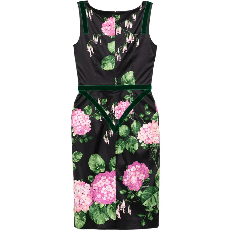 Floral Print Velvet Trim Dress - view 2