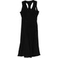 Black Silk Appliqué Detail Midi Dress - view 2