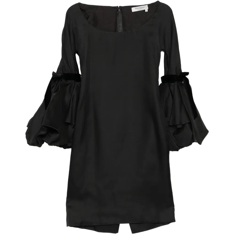 2002 Silk Gothic Bell Sleeve Dress - Saint Laurent