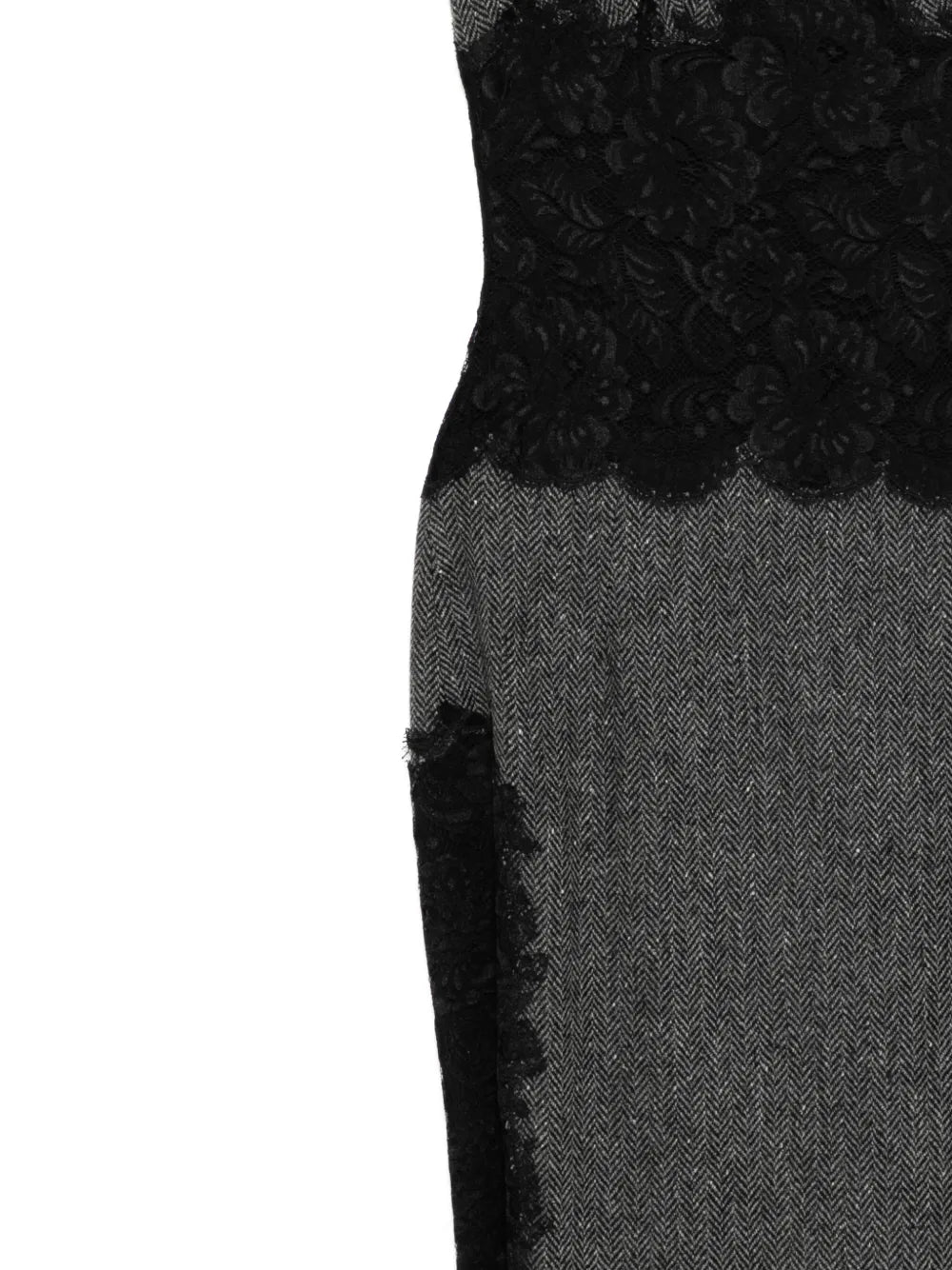 Herringbone Wool Dress with Lace - view 3