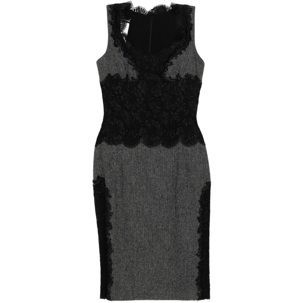 Herringbone Wool Dress - Dolce & Gabbana