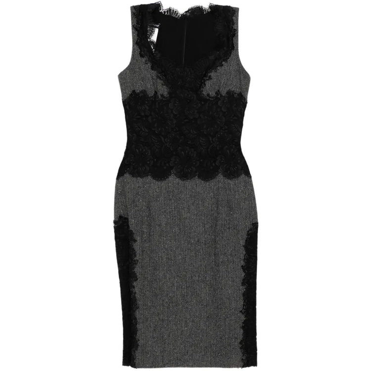 Herringbone Wool Dress - Dolce & Gabbana