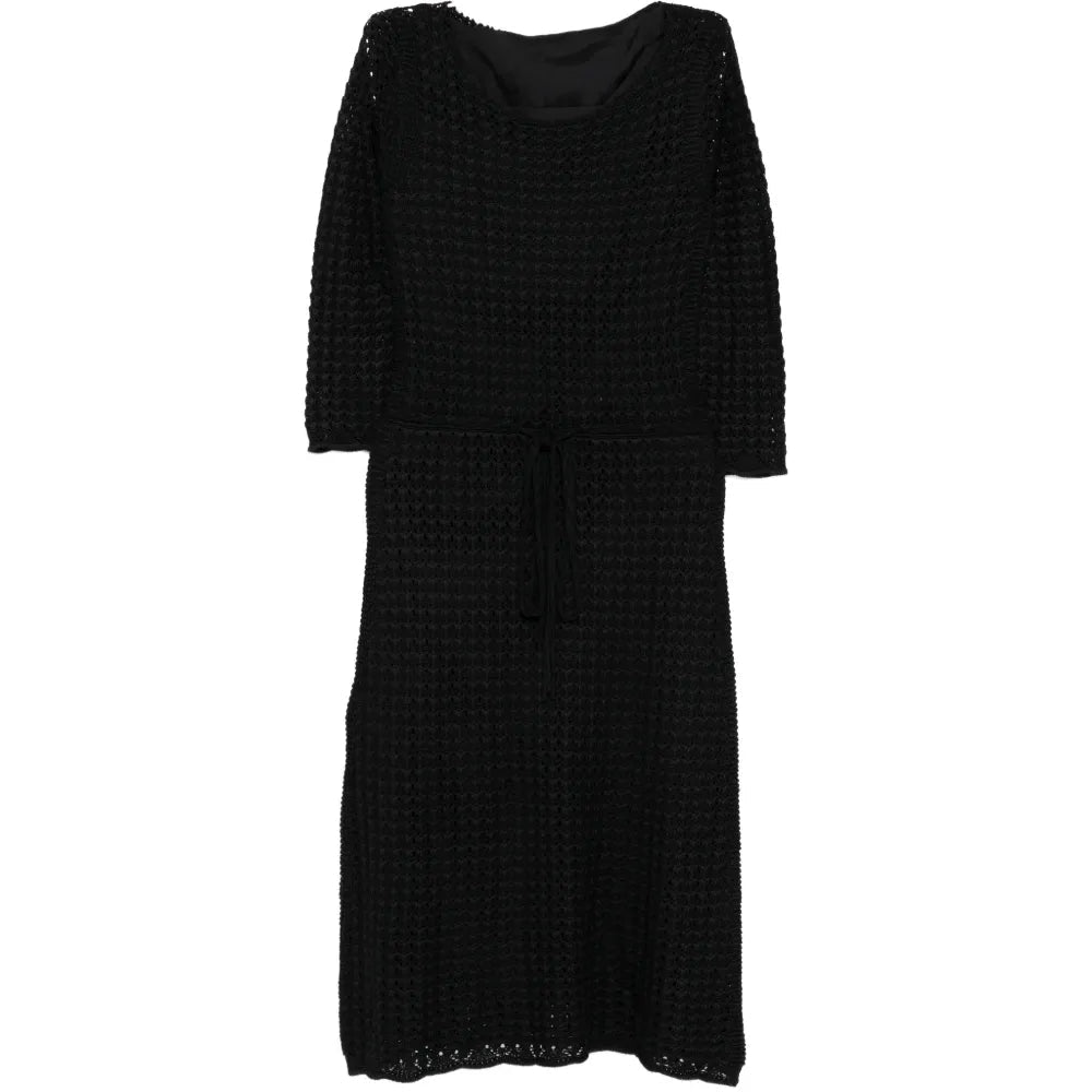 Black Crochet Silk Midi Dress - Prada