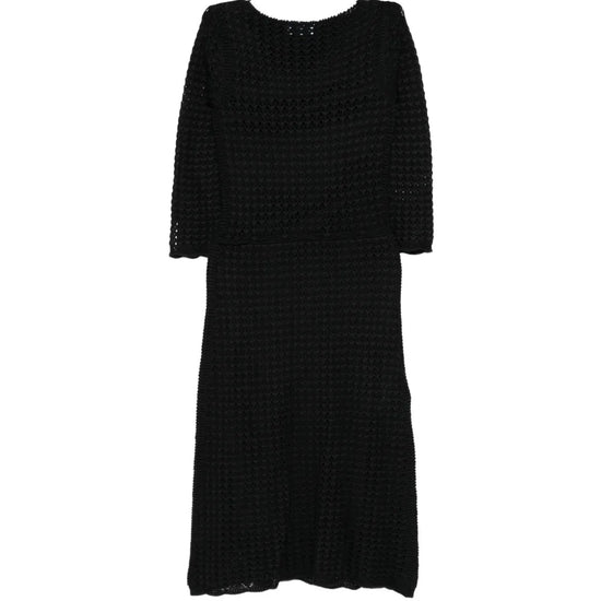 Black Crochet Silk Midi Dress - view 2
