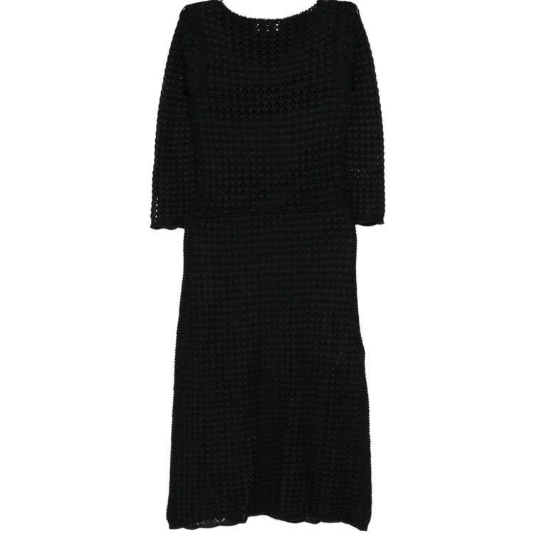 Black Crochet Silk Midi Dress - view 2