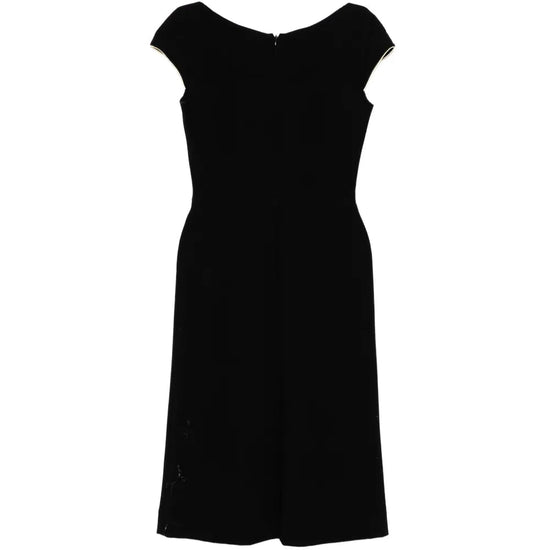 2004 Sweetheart Neck Black Wool Midi Dress - view 2