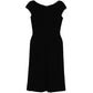 2004 Sweetheart Neck Black Wool Midi Dress - view 2