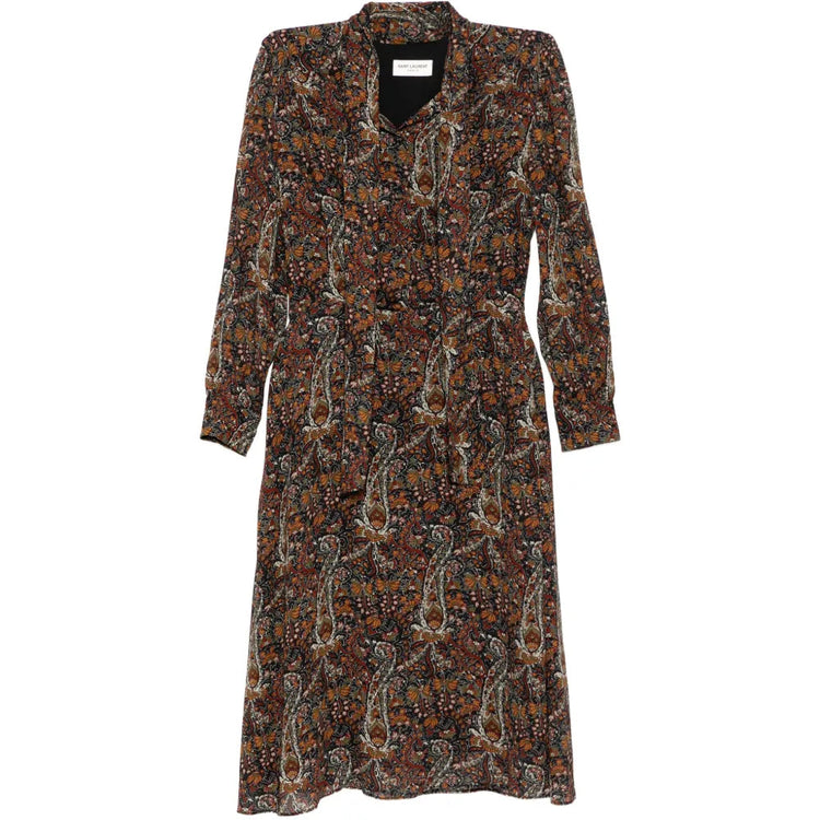 Paisley Print Midi Dress - Saint Laurent