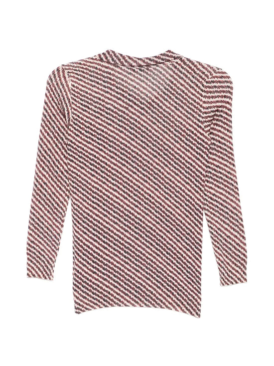 Striped Silk Polo Top