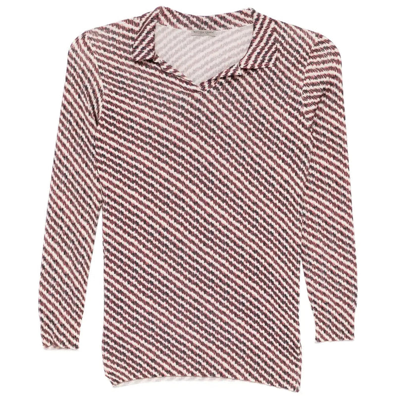 Striped Silk Polo Top