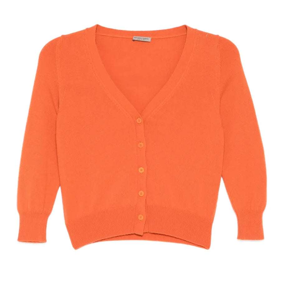 Burnt Orange Cashmere Cropped Cardigan - Bottega Veneta