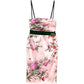 Pink Floral Silk Midi Dress