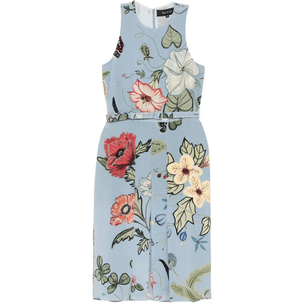 2015 Flora Knight Printed Silk Dress - Gucci