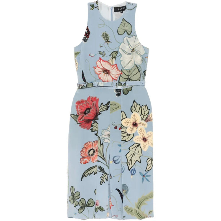 2015 Flora Knight Printed Silk Dress - Gucci