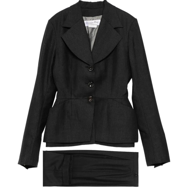Charcoal Sculpted Waist Wool Suit Set - Christian Dior