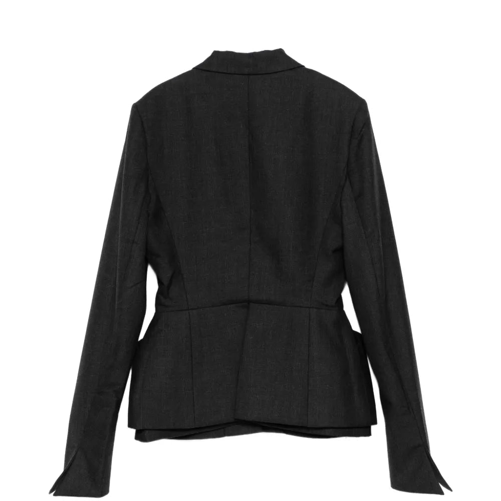 Charcoal Sculpted Waist Wool Suit Set - view 2