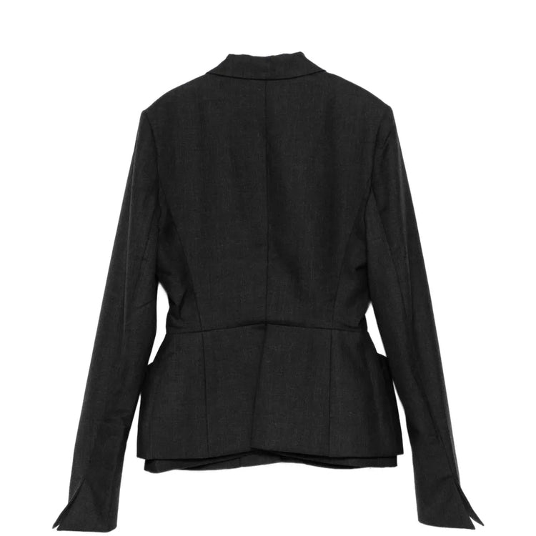 Charcoal Sculpted Waist Wool Suit Set - view 2