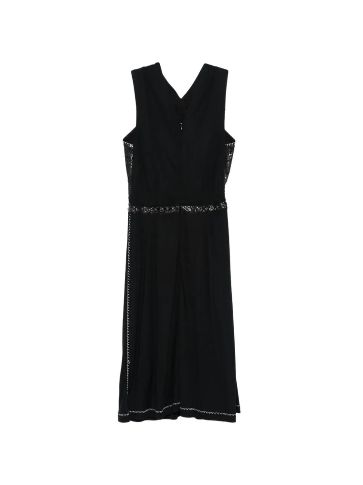 Studded Black Panel Midi Dress - view 2