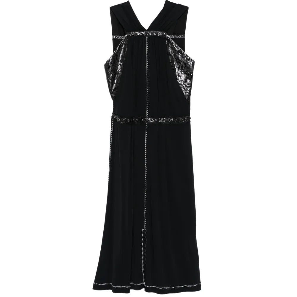 Studded Black Panel Midi Dress - Bottega Veneta