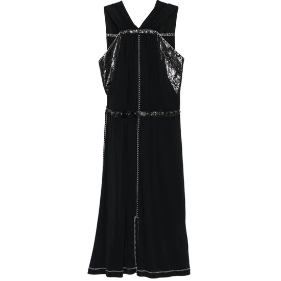 Studded Black Panel Midi Dress - Bottega Veneta