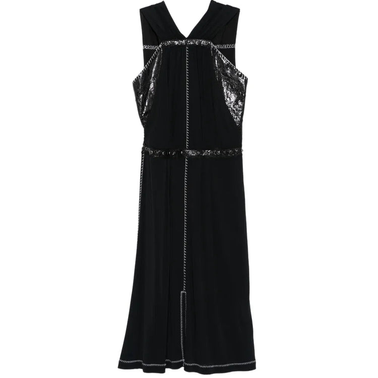 Studded Black Panel Midi Dress - Bottega Veneta