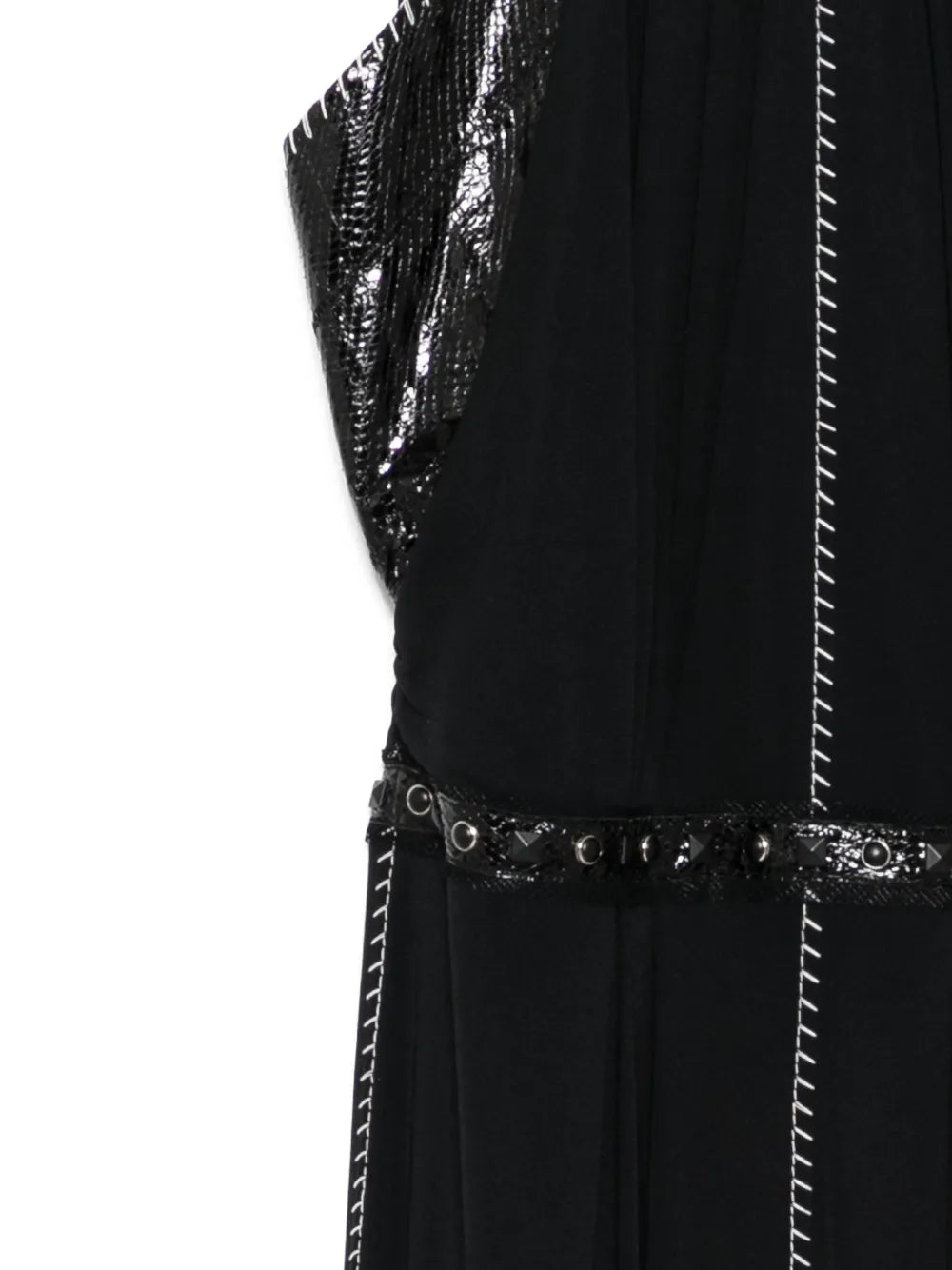 Studded Black Panel Midi Dress - view 3