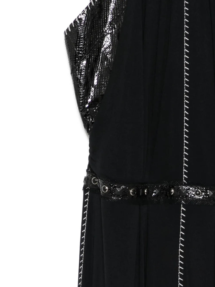 Studded Black Panel Midi Dress - view 3