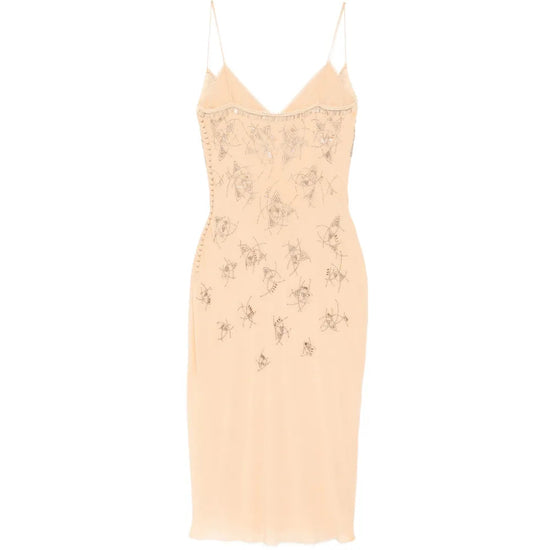 Silk Nude Embellished Slip Dress - view 2