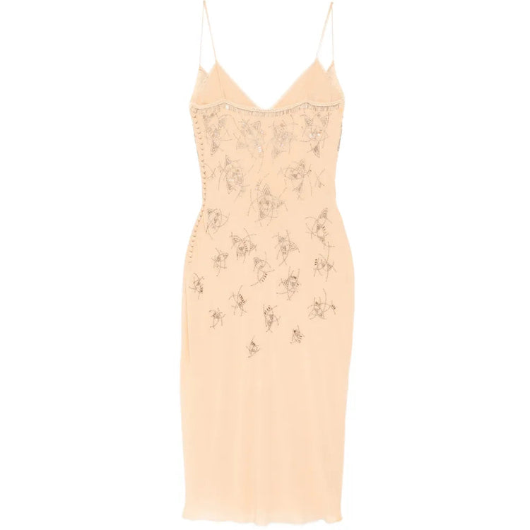 Silk Nude Embellished Slip Dress - view 2