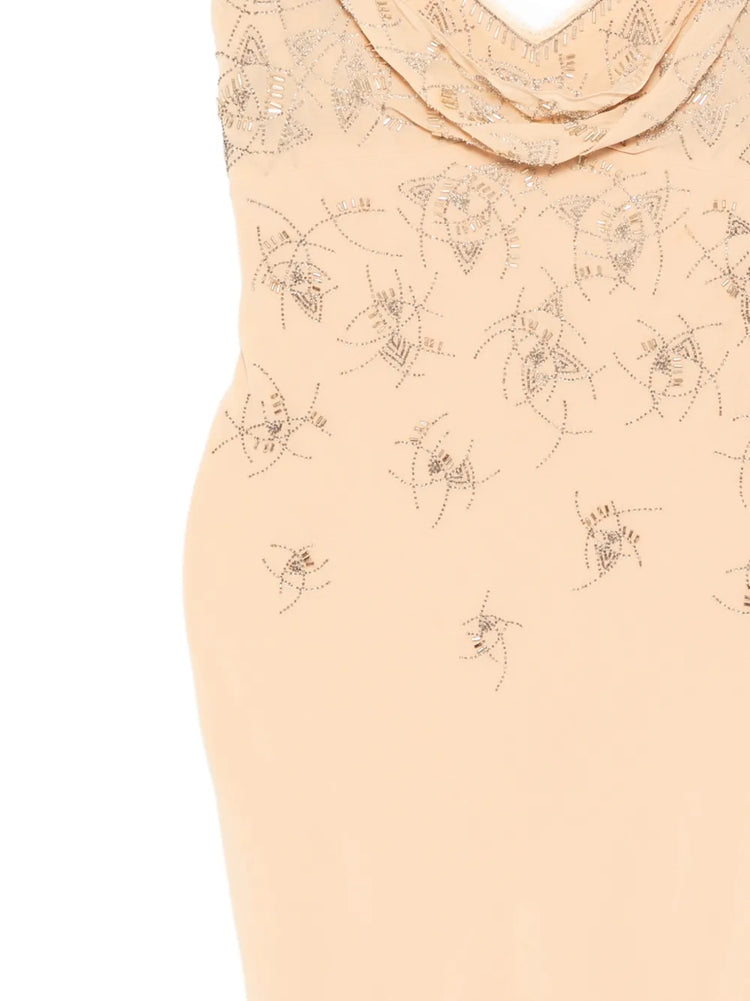 Silk Nude Embellished Slip Dress - view 3
